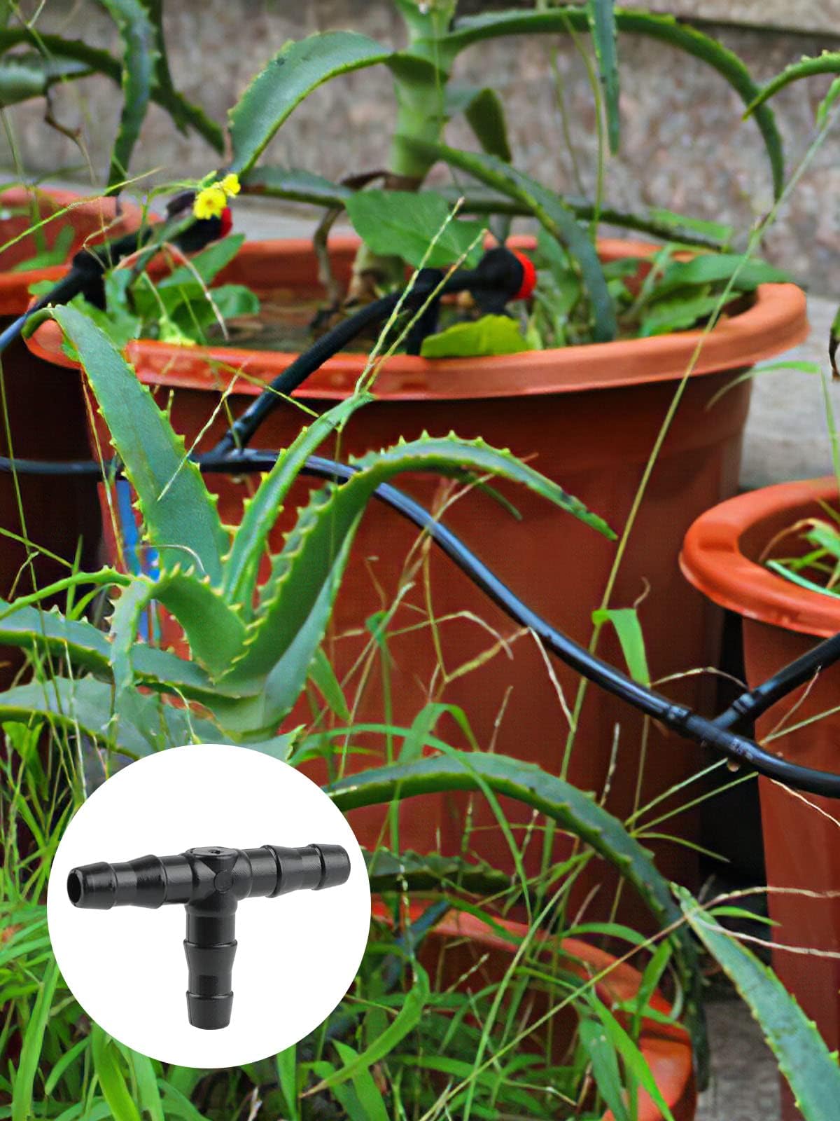Kalolary drip irrigation tubing connection in action.