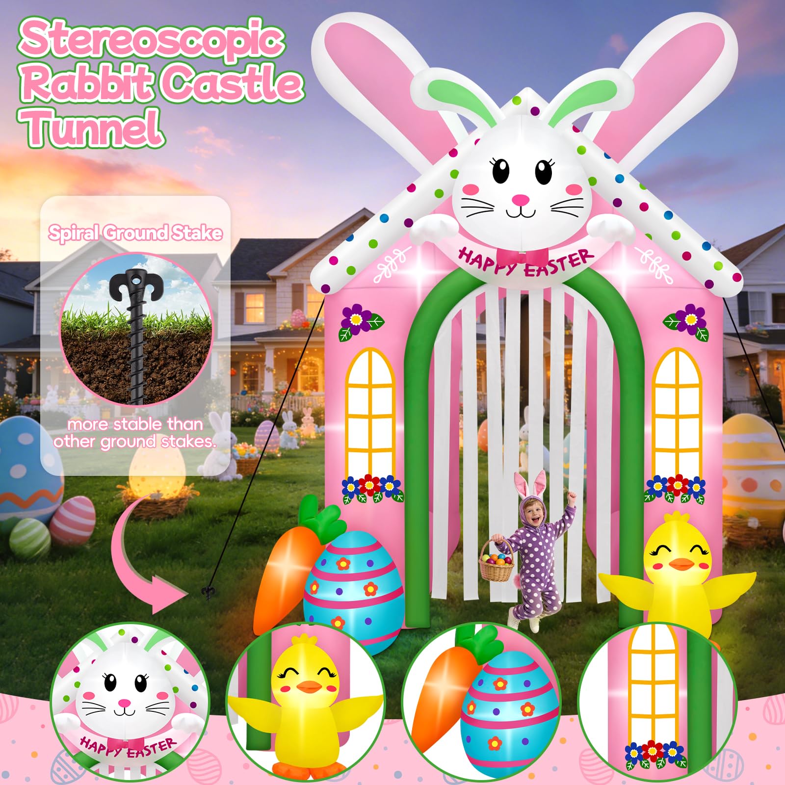 Kalolary outdoor Easter archway setup creates a welcoming yard entrance.