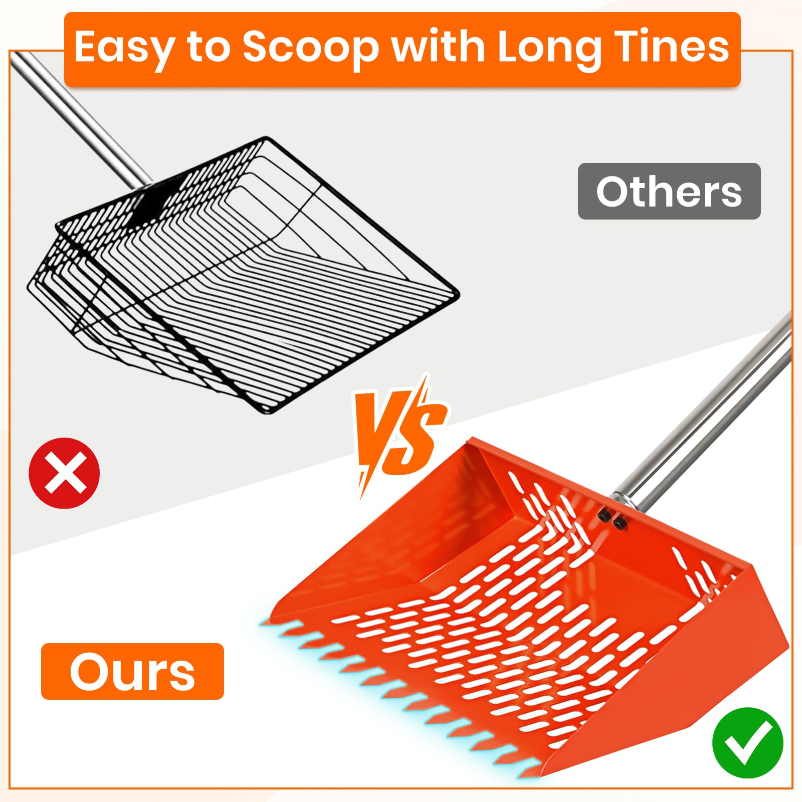 Heavy-duty metal KalTell scooper resists weather and wear