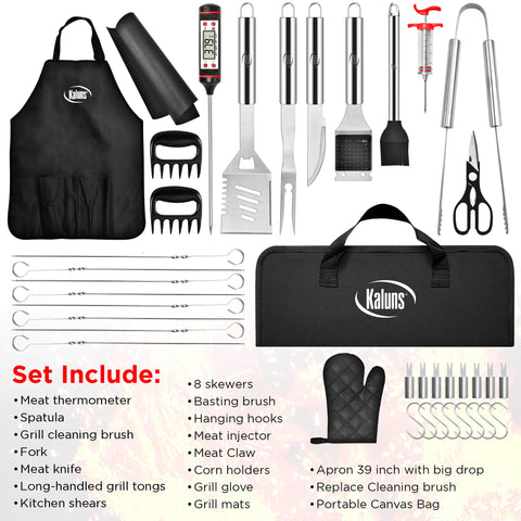 Kaluns 40-piece tongs designed for sturdy flipping and turning.