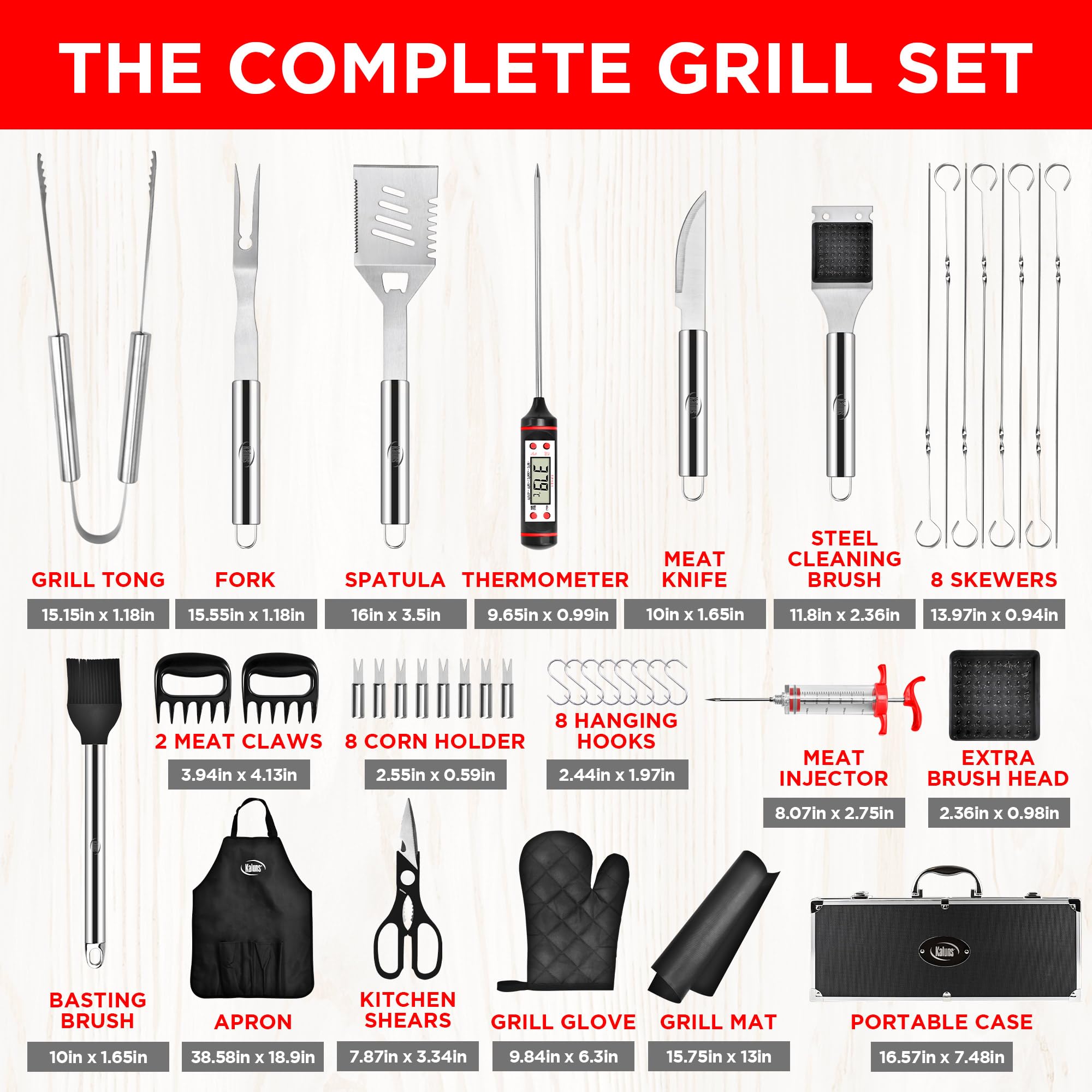 Kaluns grill apron with pockets keeps tools handy during grilling.