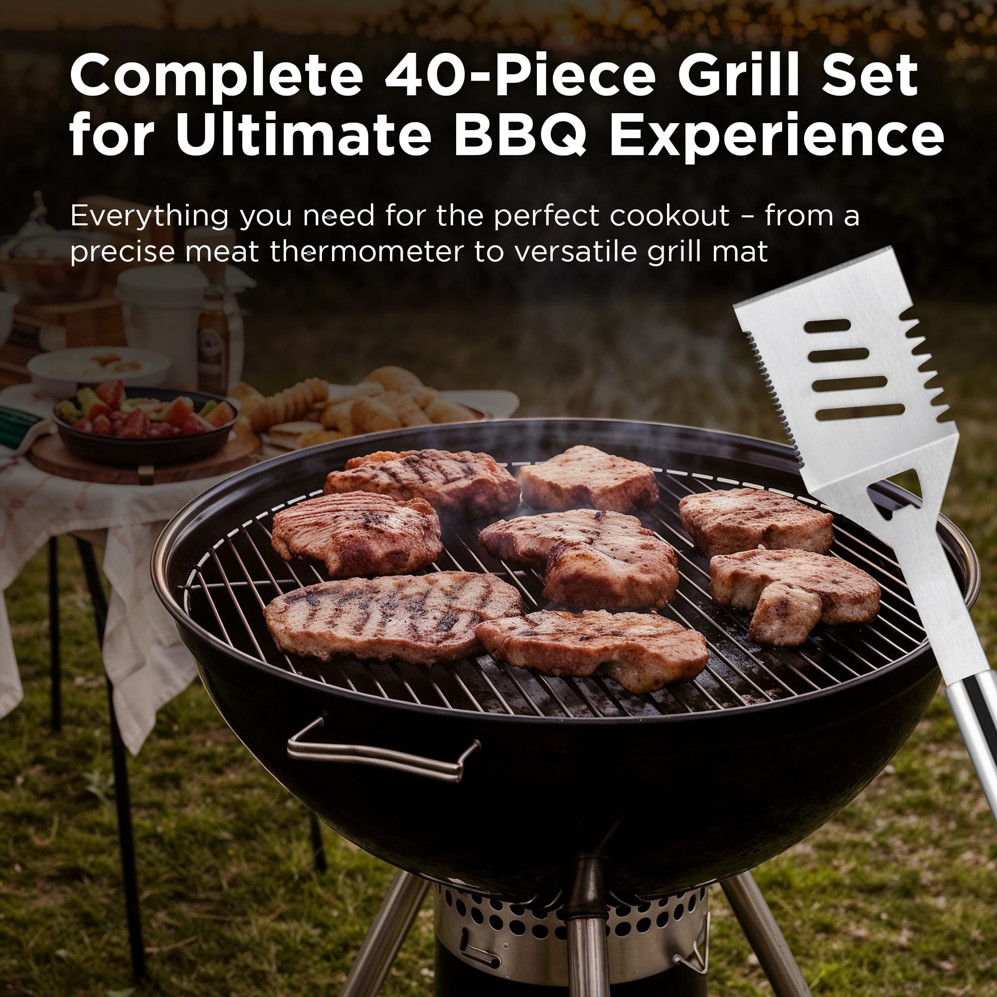 Kaluns stainless steel grill tools, rust-resistant and durable for long-lasting grilling.