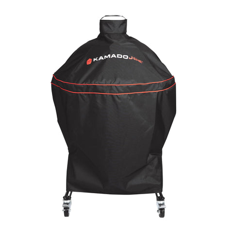 Kamado Joe Big Joe 24-inch cover front view protecting grill from weather and debris.
