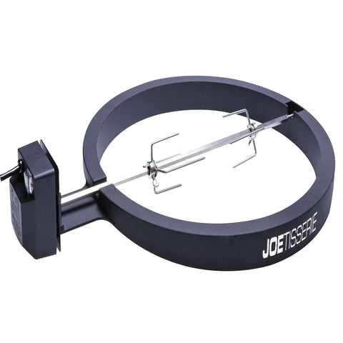 Kamado Joe Joetisserie with an 18-inch spit rod for even cooking.