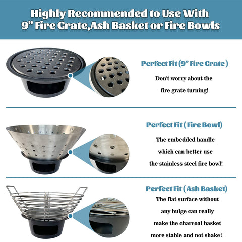 KAMaster 9-inch fire grate fit supports stable ash management.