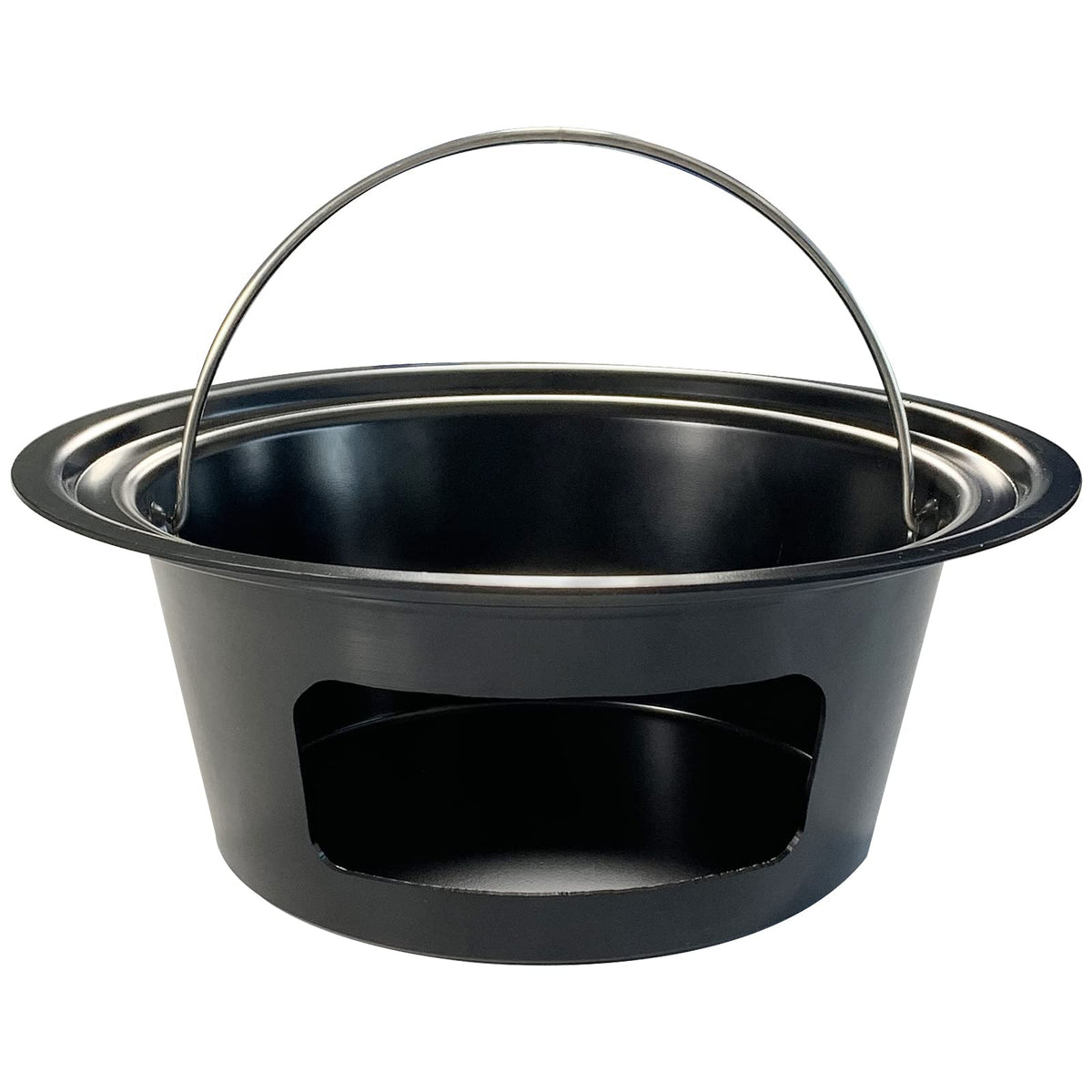 KAMaster ash can with folding handle for easy one-handed removal.