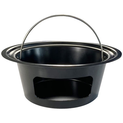 KAMaster ash can with folding handle for easy one-handed removal.