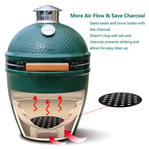 KAMaster ash-free design enhances air flow for hotter cooking.