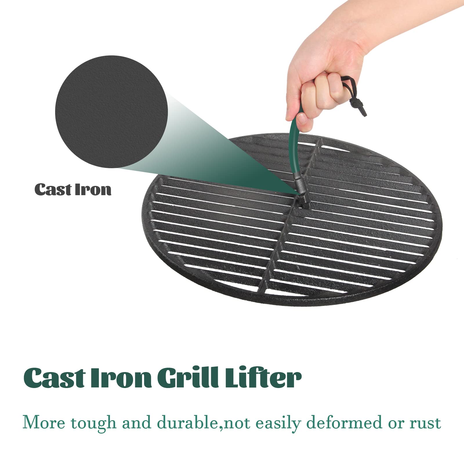KAMaster grate lifter with ergonomic handle for effortless lifting of heavy cast iron grates
