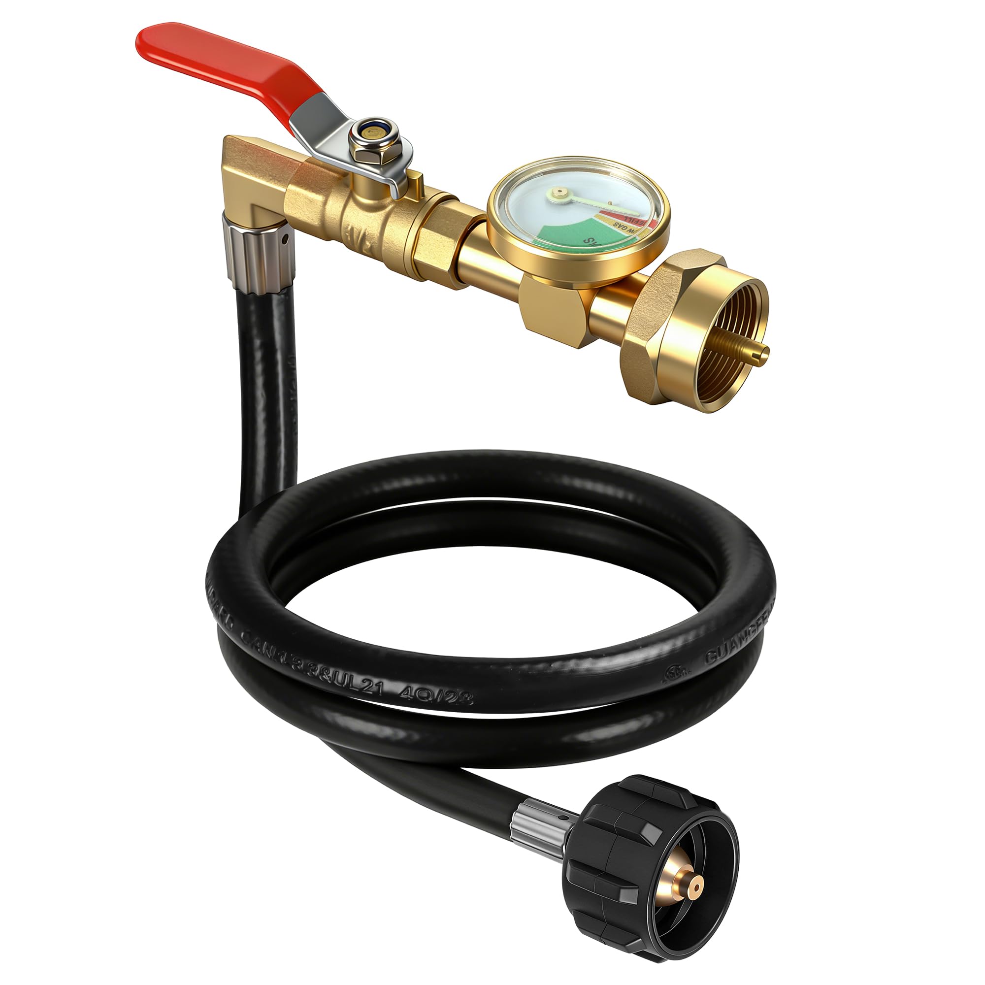 Kamnowal propane refill adapter connects 20lb to 1lb tanks for convenient outdoor refills