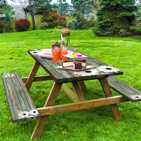 Kamoor picnic set with bench covers provides stable fit in windy conditions.