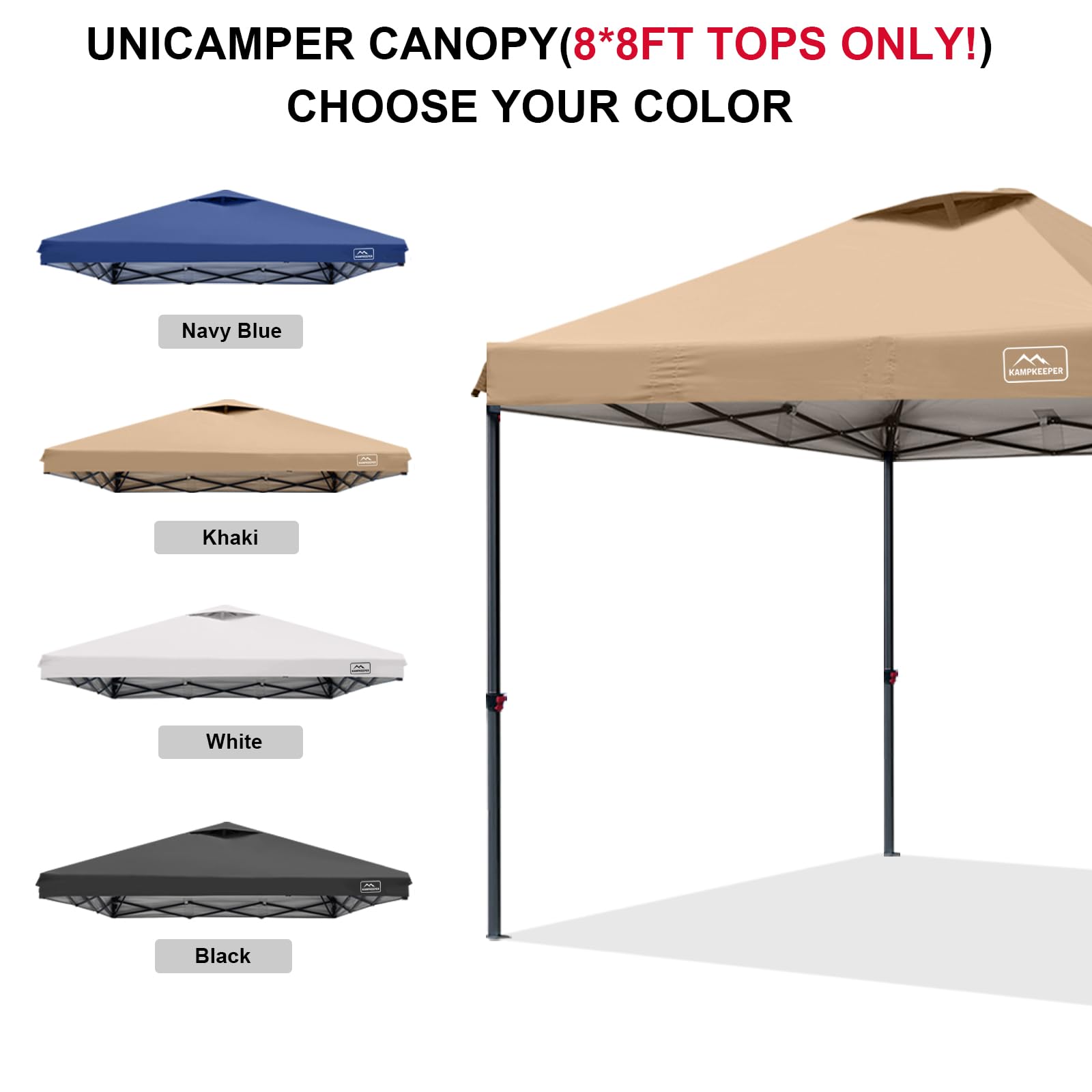 KAMPKEEPER corner adjustable strap ensures a taut, secure fit.