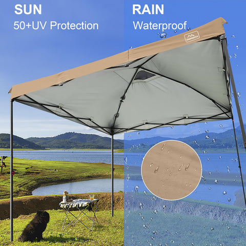 KAMPKEEPER polyester fabric with UV waterproof coating blocks sun and rain.