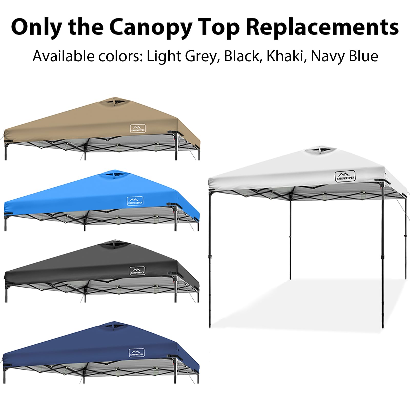 KAMPKEEPER replacement top showing adjustable corner straps for secure fit