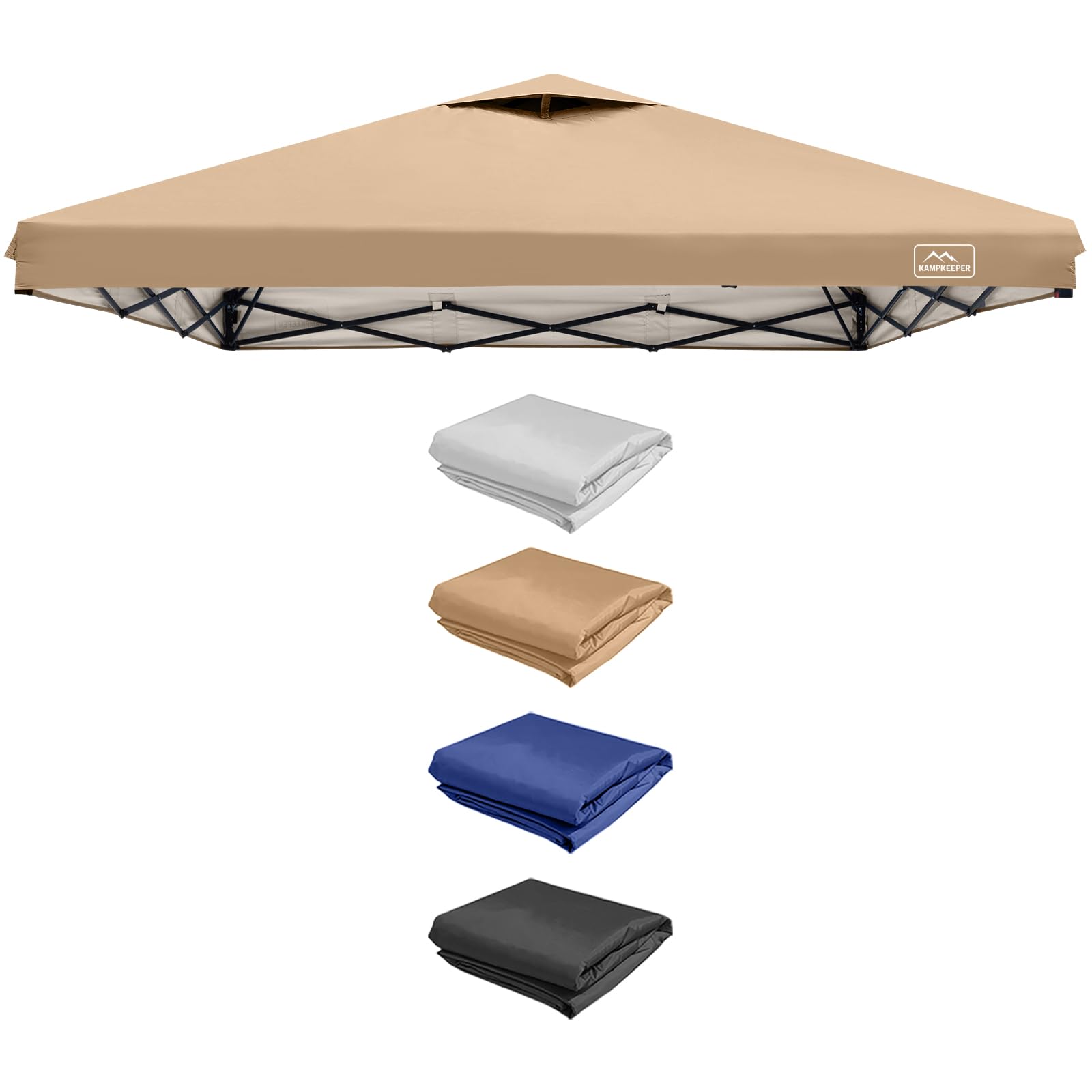KAMPKEEPER replacement top canopy 8x8 khaki fits standard frames for easy shade.