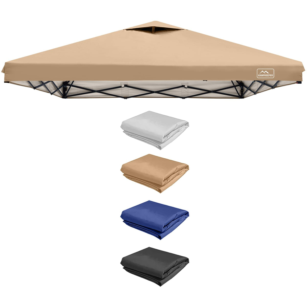 KAMPKEEPER replacement top canopy 8x8 khaki fits standard frames for easy shade.