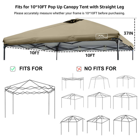 KAMPKEEPER canopy top uses adjustable corner straps for a tight fit