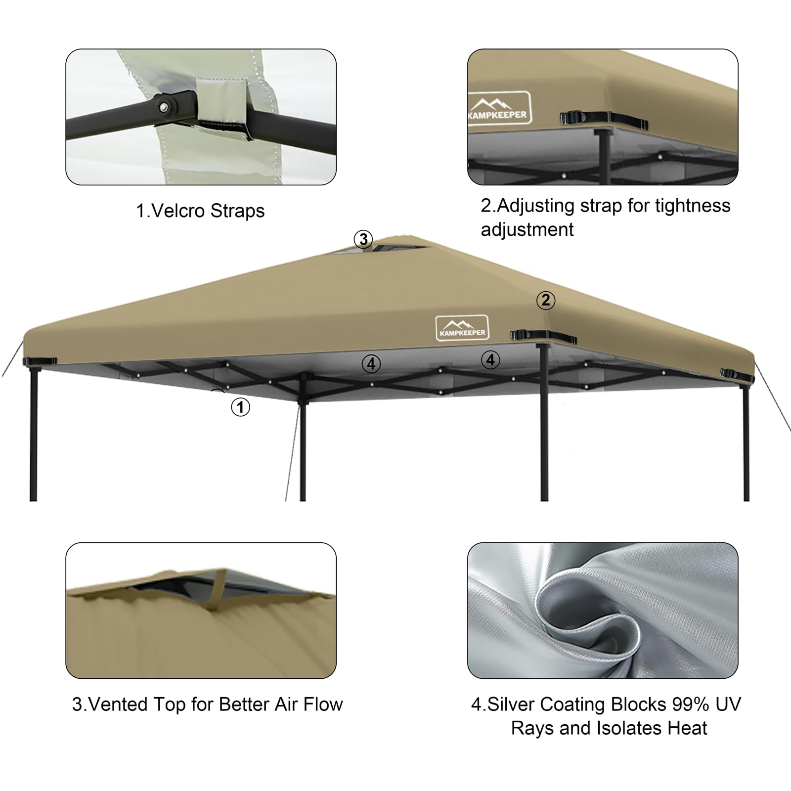 KAMPKEEPER canopy top roof vent improves air circulation during use