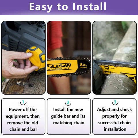 Kamrexi includes two chains for reduced downtime during yard maintenance.