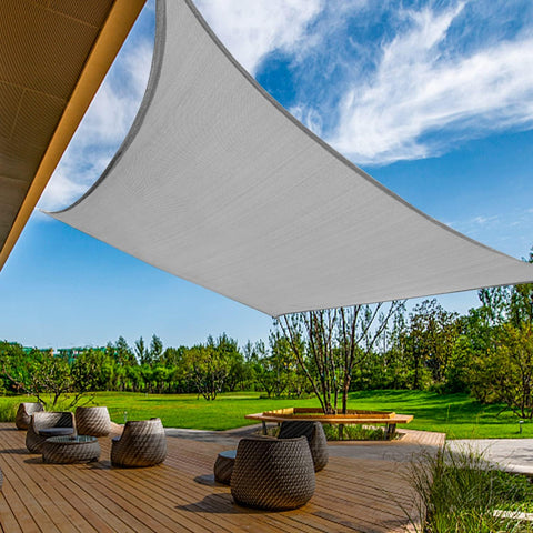 Kanagawa sun shade sail curve edge 20x26 grey rectangle for wide patio shade.