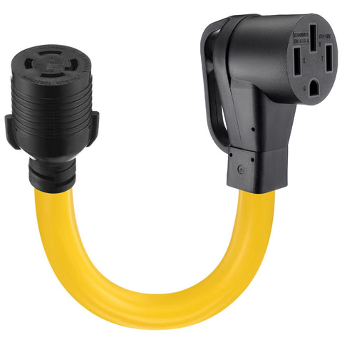 Kanayu 30A L14-30R to 14-50R adapter cord ready for RV power transfer