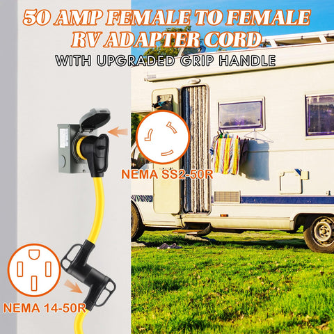 Kanayu bright yellow RV adapter improves visibility at dusk