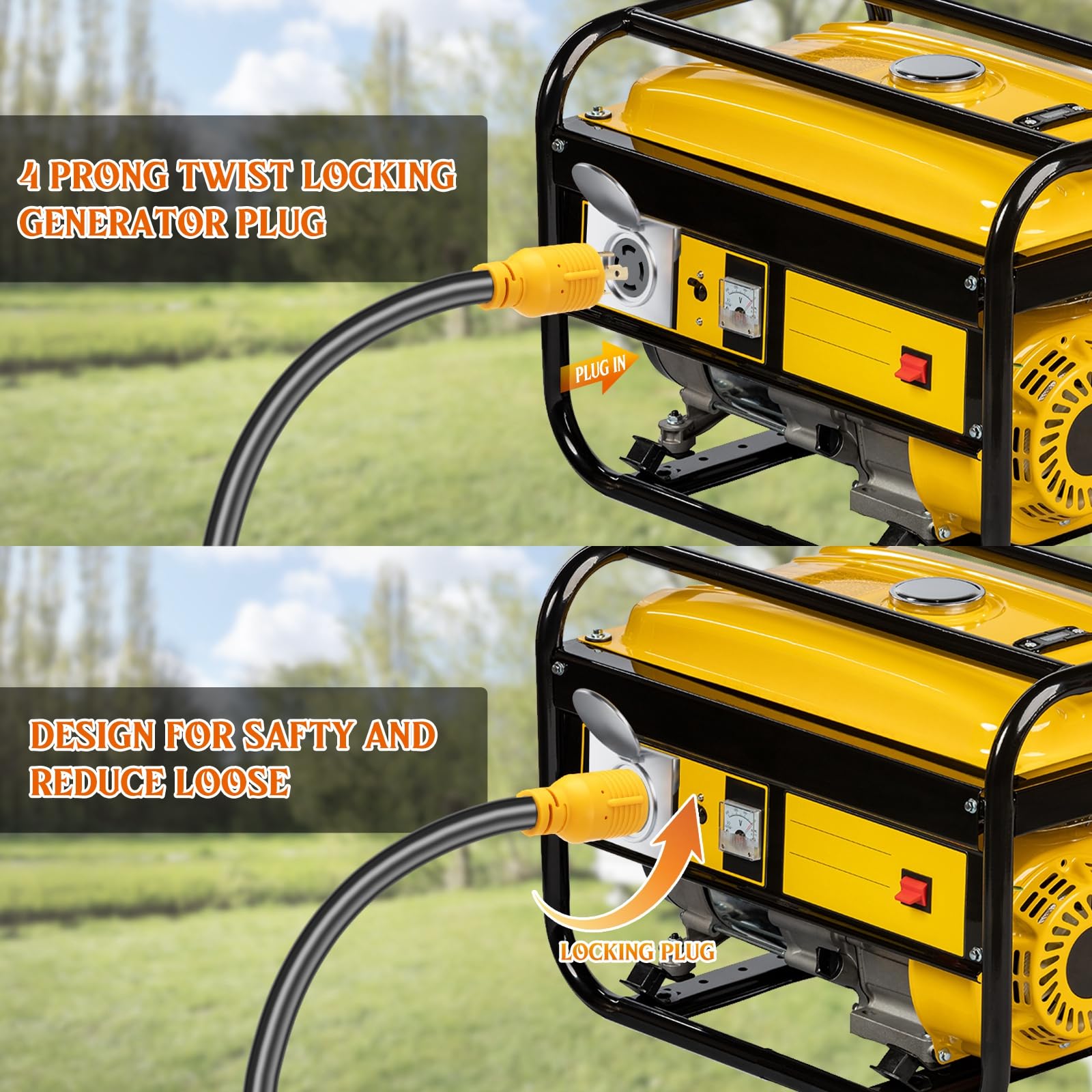 Kanayu compact yellow generator adapter designed for portability in travel and RV setups.