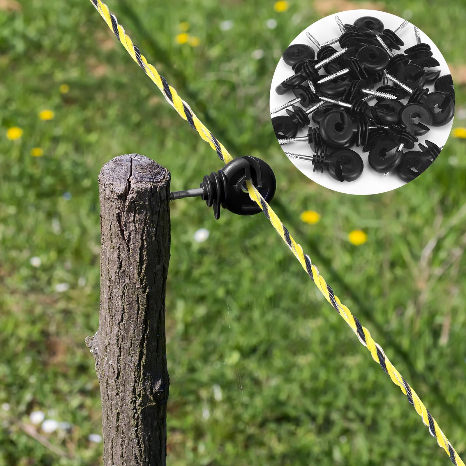 Kanayu electric fence kit display showing a comprehensive livestock fencing solution.