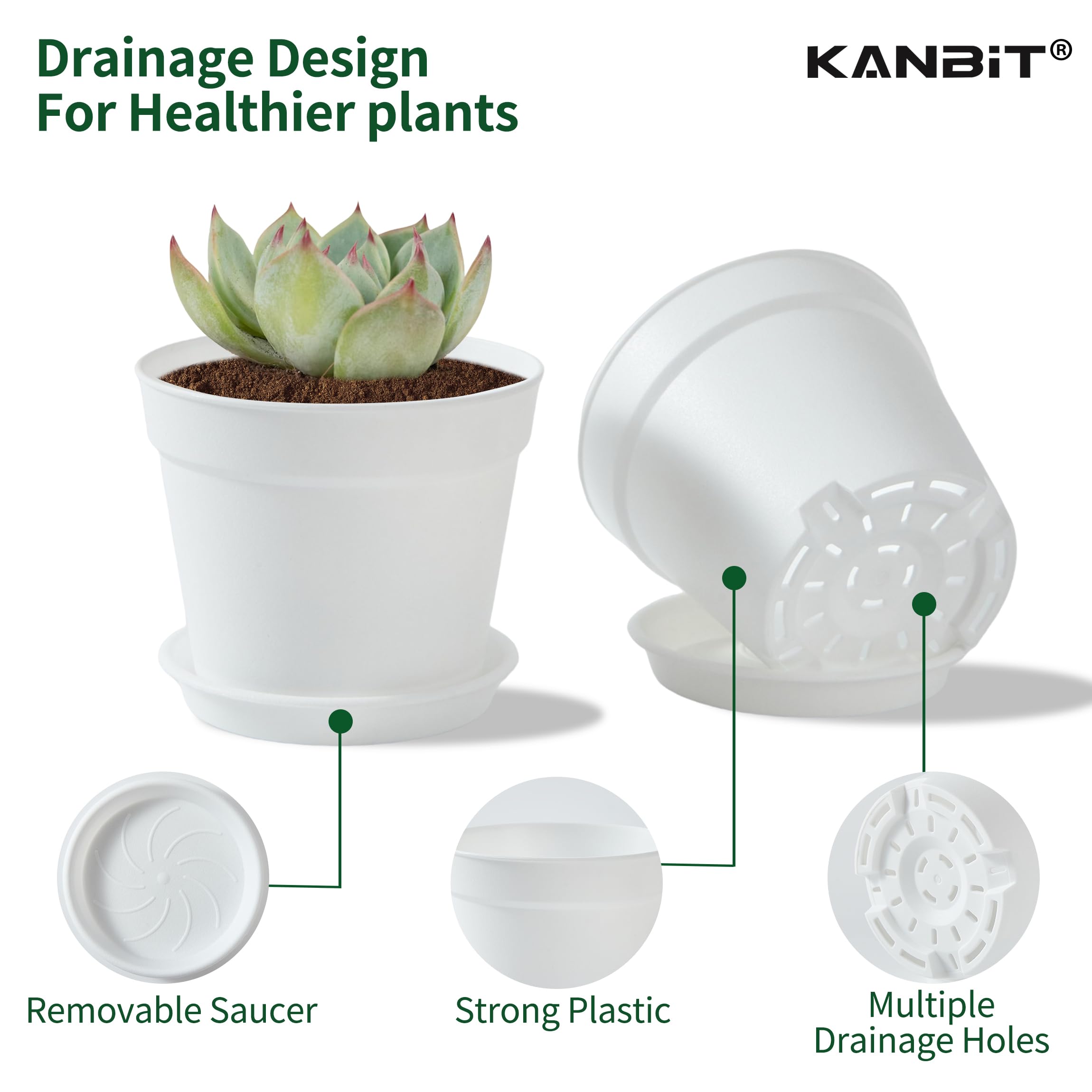KANBIT white mini plant pot with crisp finish for indoor decor.