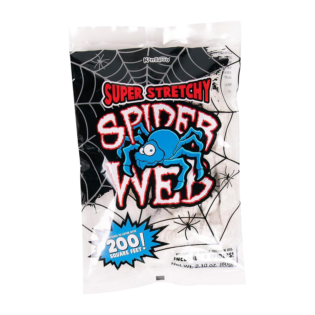 Kangaroo 200sqft spiderwebs span large area for dramatic Halloween entrances.