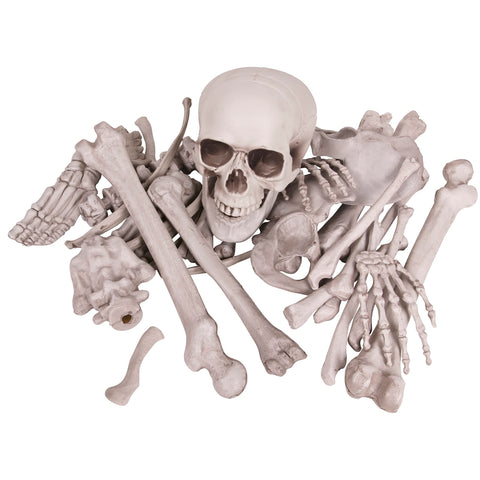 Kangaroo 30-piece skeleton bones collection ready for outdoor yard decor and spooky scenes.