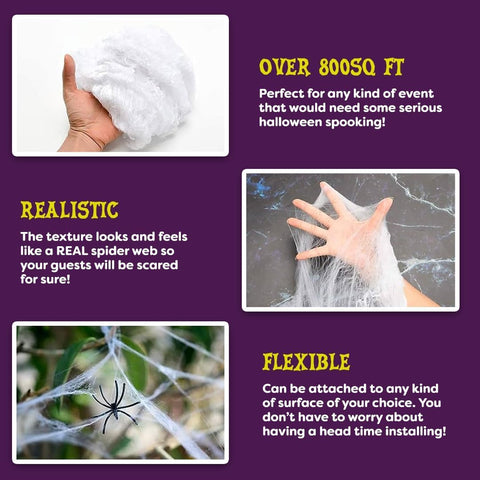 Kangaroo cobweb decor closeup highlights soft texture and lifelike webbing detail.