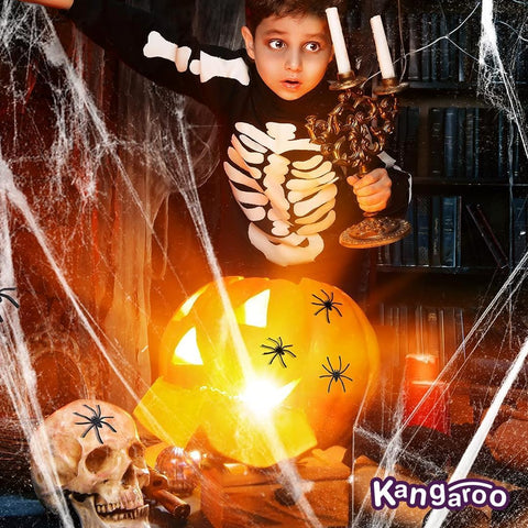 Kangaroo four included spiders add realistic focal points for haunting setups.