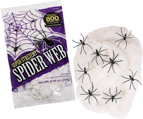 Kangaroo premium polyester spiderweb material offers durable, stretchable cobwebs for easy decorating.