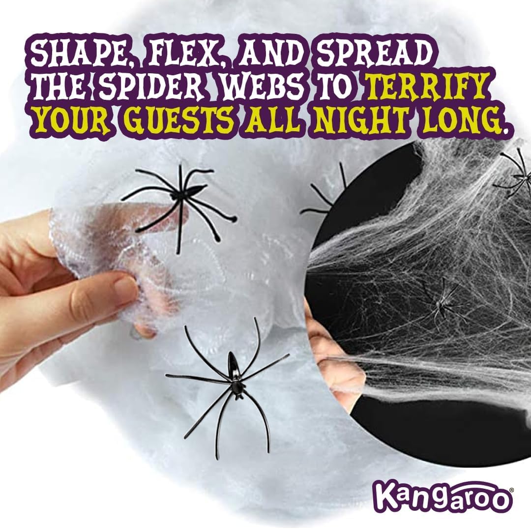 Kangaroo realistic cobwebs on wall create a haunted house feel.