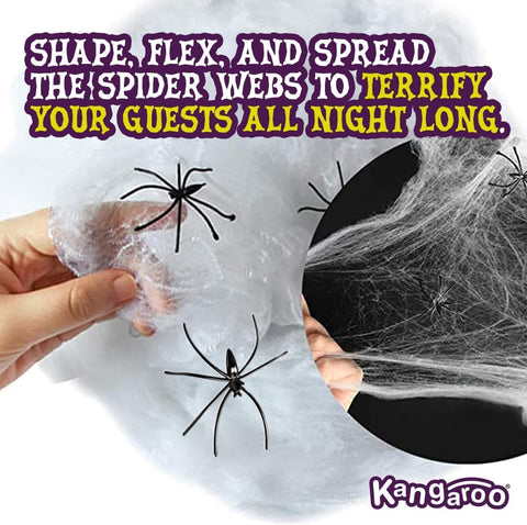 Kangaroo realistic cobwebs on wall create a haunted house feel.