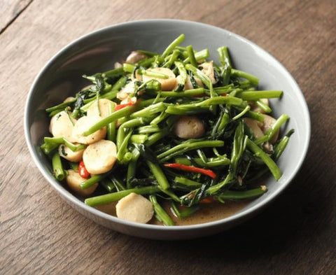 Water spinach seeds ready for stir-fries and nutritious greens.