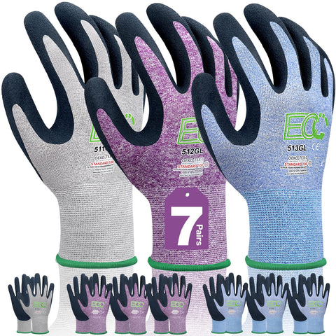 KANGLONGDA women's gardening gloves in a colorful seven-pair set for easy color coordination and protection