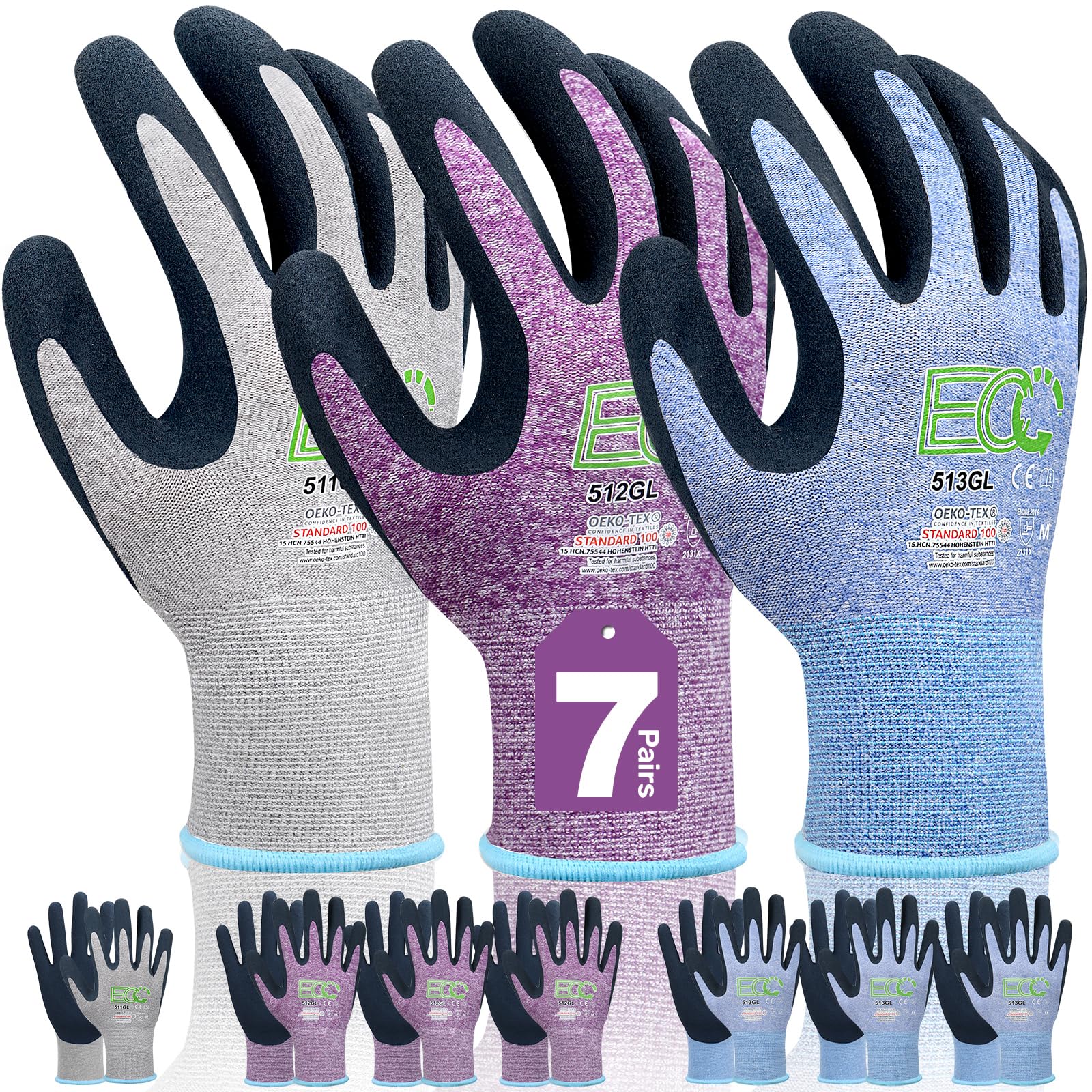 KANGLONGDA purple gardening gloves pair, durable grip for weeding and planting.