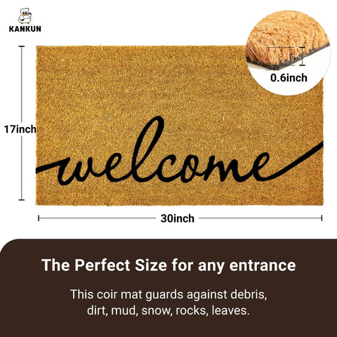 KANKUN Bold Coco Coir mat at entrance, scraping dirt effectively