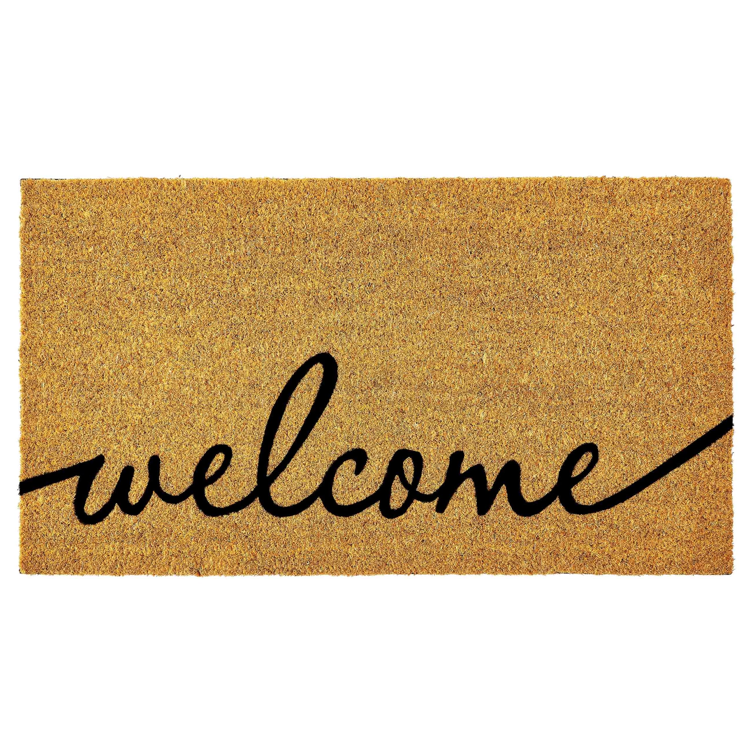 KANKUN Bold Coco Coir Door Mat front view with heavy backing, welcoming guests