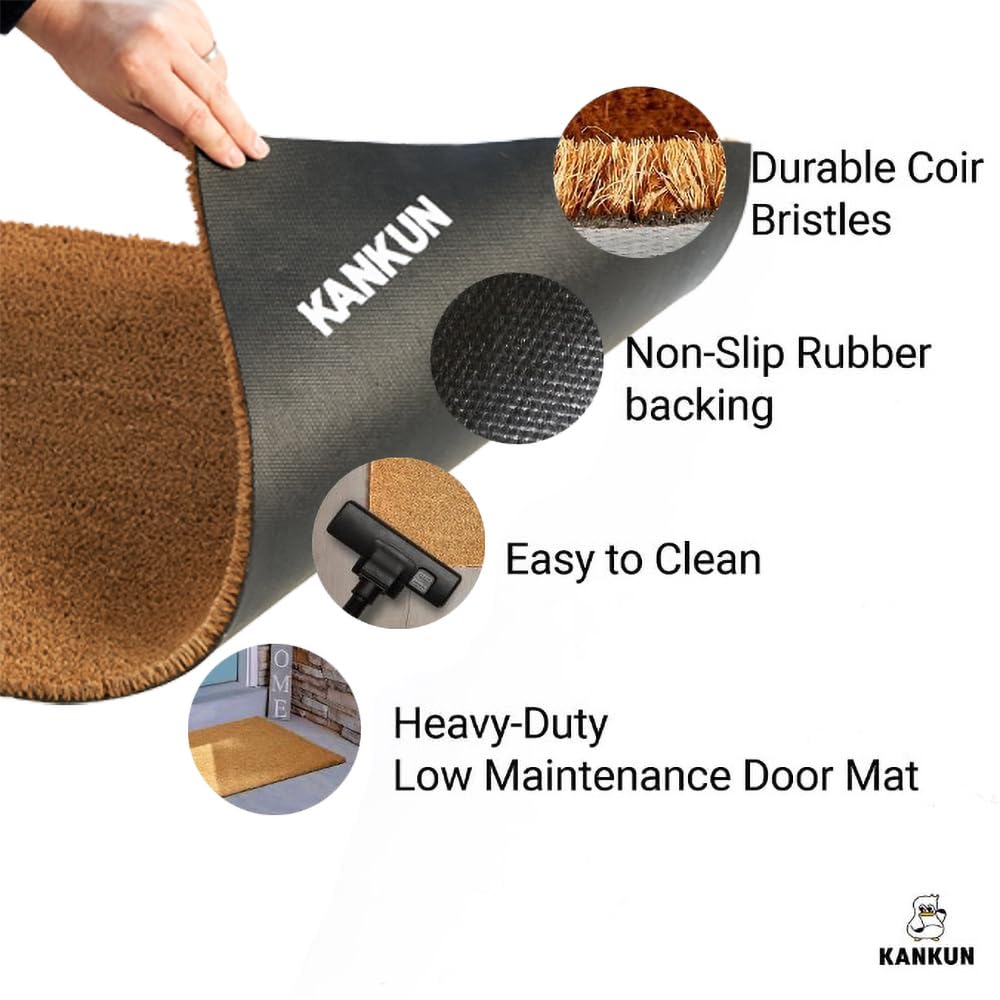 KANKUN 17x30 doormat suited for high-traffic entryways with sturdy backing