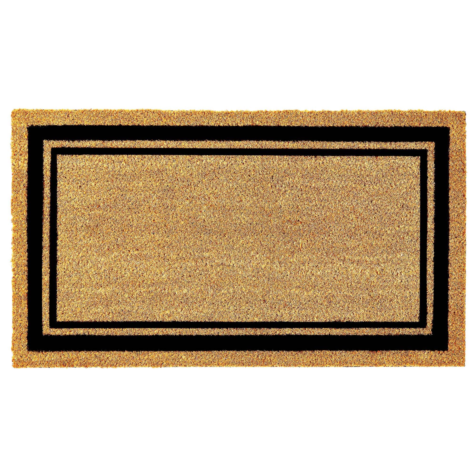 KANKUN Coco Coir Door Mat border shows durable coconut fibers for scraping dirt at entrances.