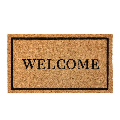 KANKUN coco coir door mat at front door showing outdoor durability and dirt scraping capability