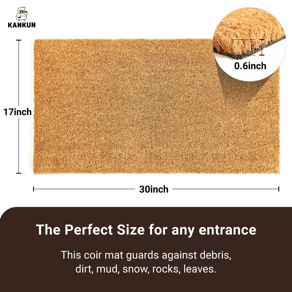 KANKUN coco coir door mat front view ideal for indoor outdoor use