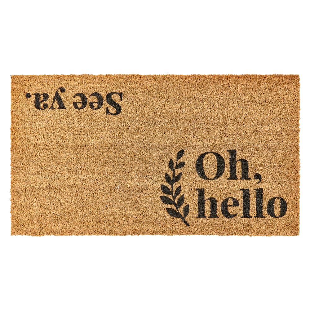 KANKUN Coco Coir Door Mat front view with dirt-scraping bristles