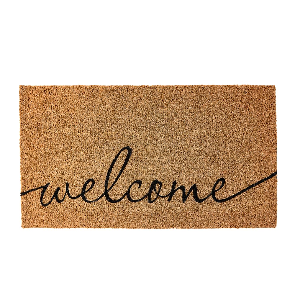 KANKUN coco coir door mat at the front door showing welcoming texture that traps dirt