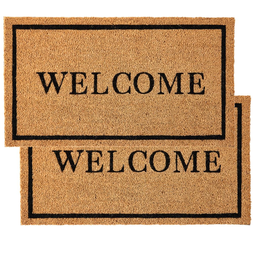 KANKUN Coco Coir Door Mat front view showing natural fiber scrapers for clean entryways.