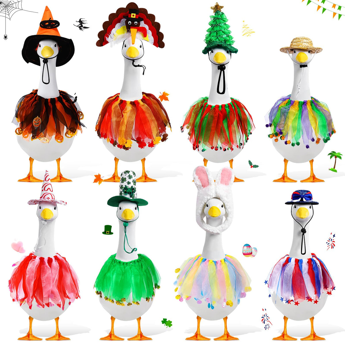 Kanmeii 23-inch porch goose in Halloween costume for festive curb appeal