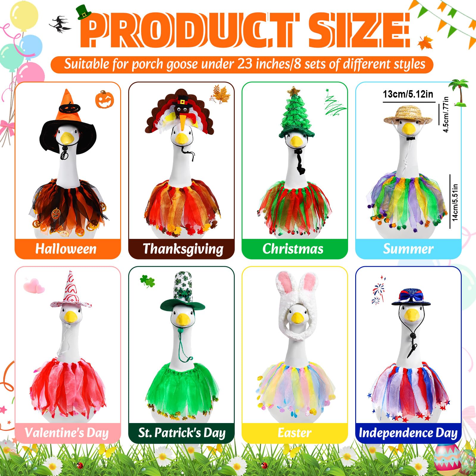 Kanmeii 23-inch porch goose in Thanksgiving outfit for seasonal yard decor
